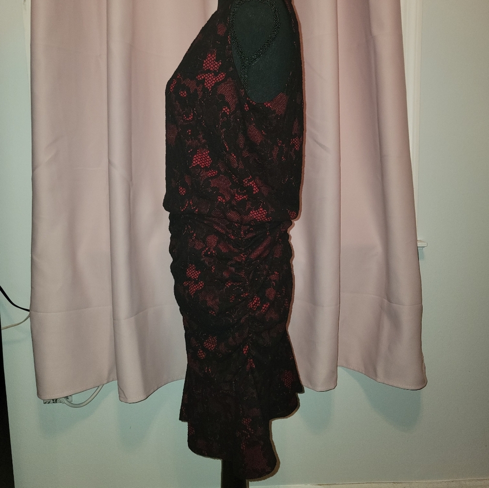 Michael Kors Knit Dress Red with Blacklace Demask - Picture 4 of 9